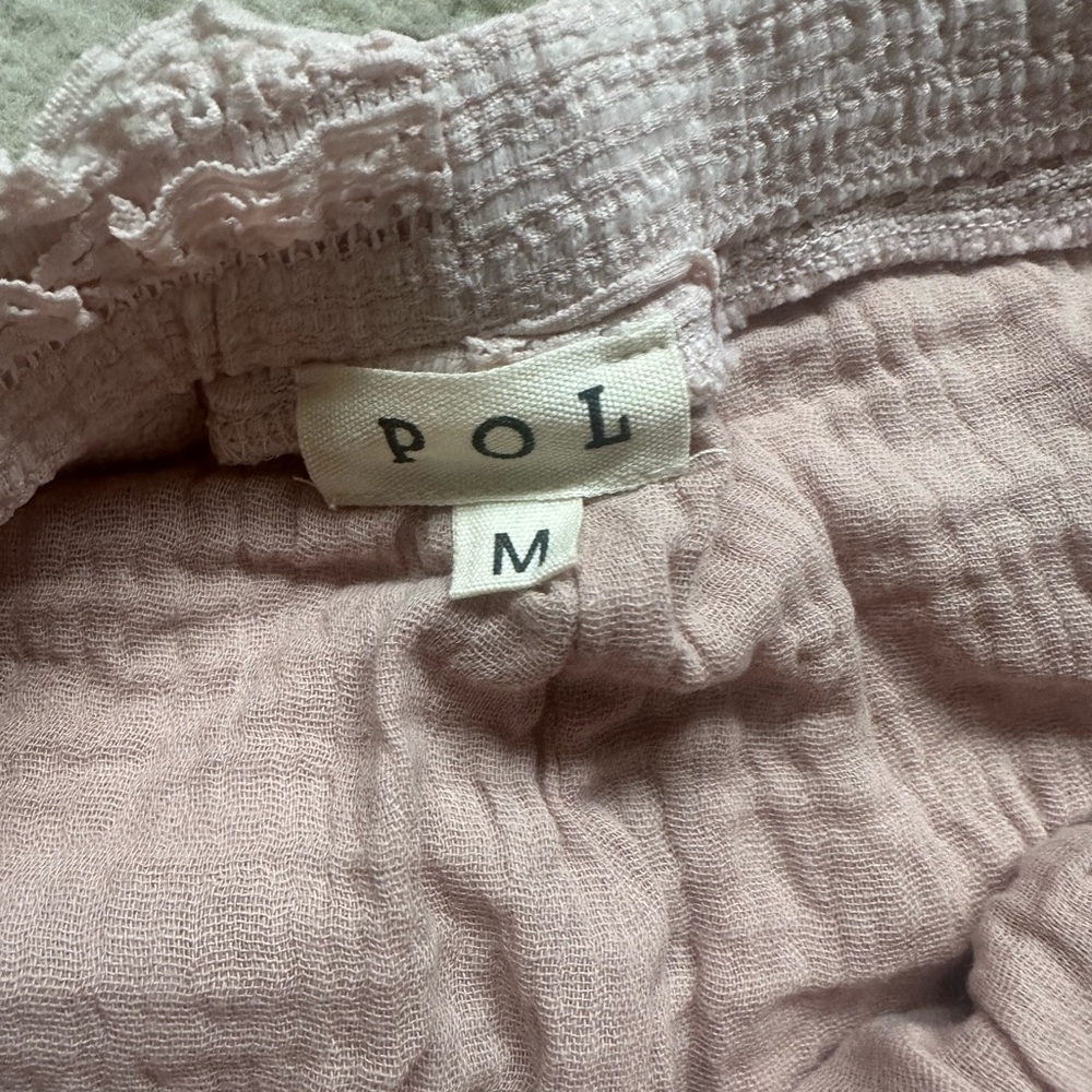 New- POL Pink and White Tiered Wide-Leg Pants - Picture 3 of 6